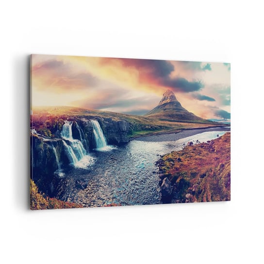 Obraz na płótnie - W majestacie przyrody - 120x80cm - Krajobraz Wodospad Góra - Nowoczesny obraz na ścianę do salonu do sypialni ARTTOR ARTTOR
