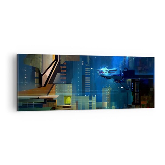 Obraz na płótnie - W niedalekiej przyszłości - 140x50cm - Abstrakcja Fantasy Miasto - Nowoczesny Canvas obraz do salonu do sypialni ARTTOR ARTTOR