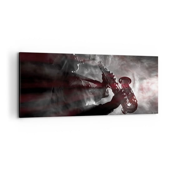 Obraz na płótnie - W oparach jazzu - 120x50cm - Muzyka Saksofonista Instrument Muzyczny - Nowoczesny obraz na ścianę do salonu do sypialni ARTTOR ARTTOR