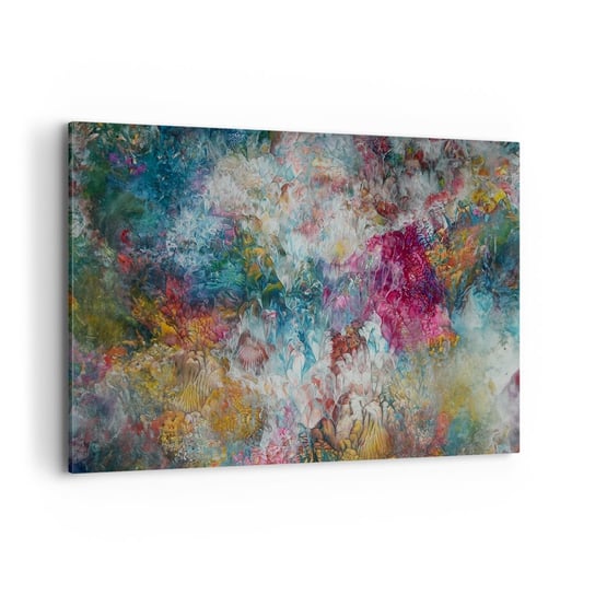 Obraz na płótnie - W pełnym rozkwicie - 100x70cm - Abstrakcja Kolorowa Farby - Nowoczesny foto obraz w ramie do salonu do sypialni ARTTOR ARTTOR