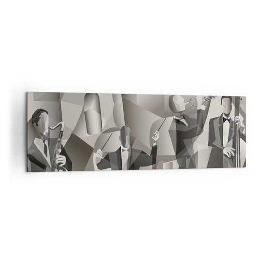 Obraz na płótnie - W przestrzeni dźwięków - 160x50cm - Abstrakcja Zespół Muzyczny Jazz - Nowoczesny foto obraz w ramie do salonu do sypialni ARTTOR ARTTOR