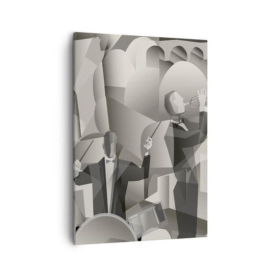 Obraz na płótnie - W przestrzeni dźwięków - 50x70cm - Abstrakcja Zespół Muzyczny Jazz - Nowoczesny Canvas obraz do salonu do sypialni ARTTOR ARTTOR