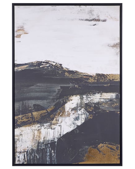 Obraz na płótnie w ramie abstrakcyjny 63 x 93 cm czarno-biały STATTE Beliani
