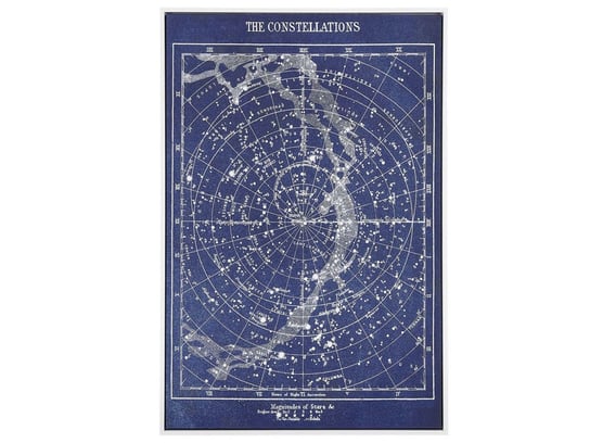 Obraz na płótnie w ramie mapa gwiazd 63 x 93 cm niebieski TRAVERSA Beliani