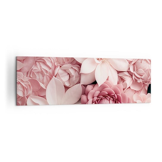 Obraz na płótnie - W różowych płatkach - 160x50cm - Kwiaty Pastelowe Jasne - Nowoczesny foto obraz w ramie do salonu do sypialni ARTTOR ARTTOR