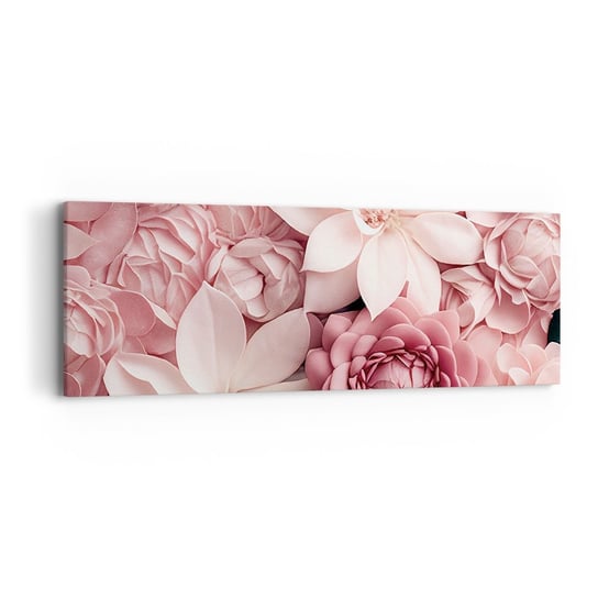 Obraz na płótnie - W różowych płatkach - 90x30cm - Kwiaty Pastelowe Jasne - Nowoczesny Canvas obraz do salonu do sypialni ARTTOR ARTTOR