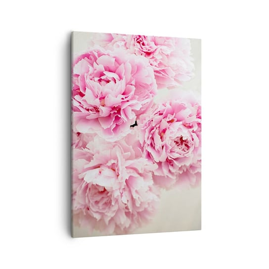 Obraz na płótnie - W różowym przepychu - 50x70cm - Piwonie Bukiet Kwiatów Kwiaty - Nowoczesny Canvas obraz do salonu do sypialni ARTTOR ARTTOR