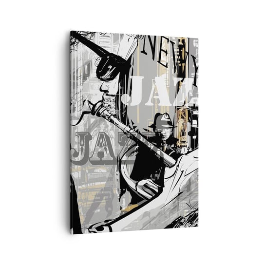 Obraz na płótnie - W rytmie Nowego Jorku - 50x70cm - Nowy Jork Muzyka Jazz - Nowoczesny Canvas obraz do salonu do sypialni ARTTOR ARTTOR