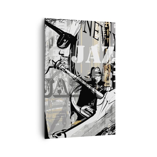 Obraz na płótnie - W rytmie Nowego Jorku - 80x120cm - Nowy Jork Muzyka Jazz - Nowoczesny obraz na ścianę do salonu do sypialni ARTTOR ARTTOR