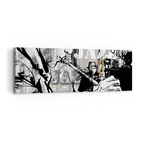 Obraz na płótnie - W rytmie Nowego Jorku - 90x30cm - Nowy Jork Muzyka Jazz - Nowoczesny Canvas obraz do salonu do sypialni ARTTOR ARTTOR