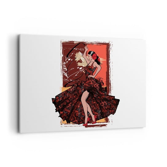 Obraz na płótnie - W rytmie serca - 100x70cm - Tancerka Flamenco Taniec - Nowoczesny foto obraz w ramie do salonu do sypialni ARTTOR ARTTOR
