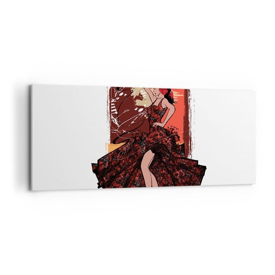Obraz na płótnie - W rytmie serca - 120x50cm - Tancerka Flamenco Taniec - Nowoczesny obraz na ścianę do salonu do sypialni ARTTOR ARTTOR