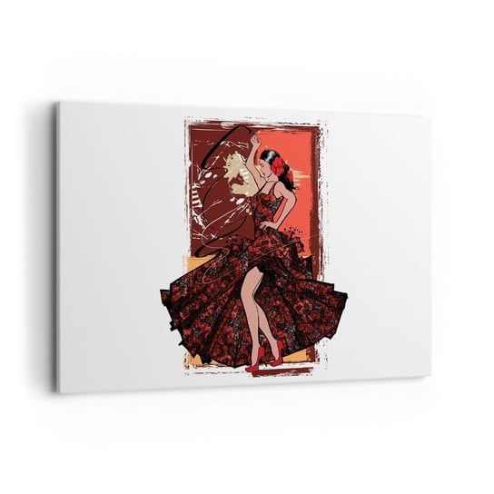 Obraz na płótnie - W rytmie serca - 120x80cm - Tancerka Flamenco Taniec - Nowoczesny obraz na ścianę do salonu do sypialni ARTTOR ARTTOR