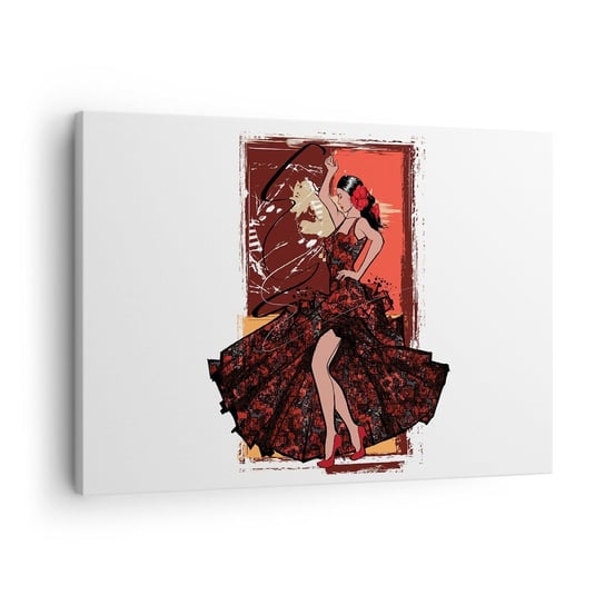 Obraz na płótnie - W rytmie serca - 70x50cm - Tancerka Flamenco Taniec - Nowoczesny Canvas obraz do salonu do sypialni ARTTOR ARTTOR