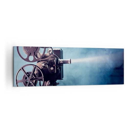 Obraz na płótnie - W starym kinie - 160x50cm - Projektor Filmowy Vintage Kamera - Nowoczesny foto obraz w ramie do salonu do sypialni ARTTOR ARTTOR