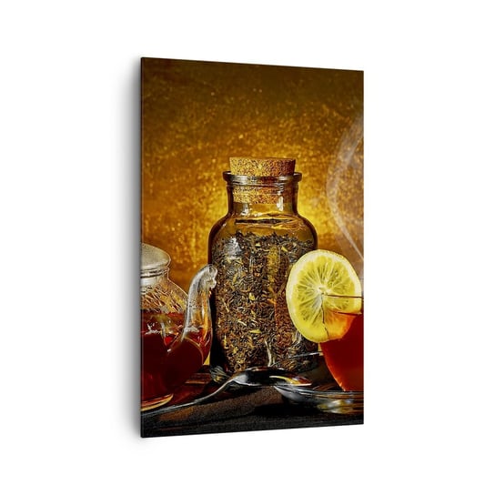 Obraz na płótnie - W stylu holenderskich mistrzów - 80x120cm - Gastronomia Herbata Filiżanka Do Herbaty - Nowoczesny obraz na ścianę do salonu do sypialni ARTTOR ARTTOR