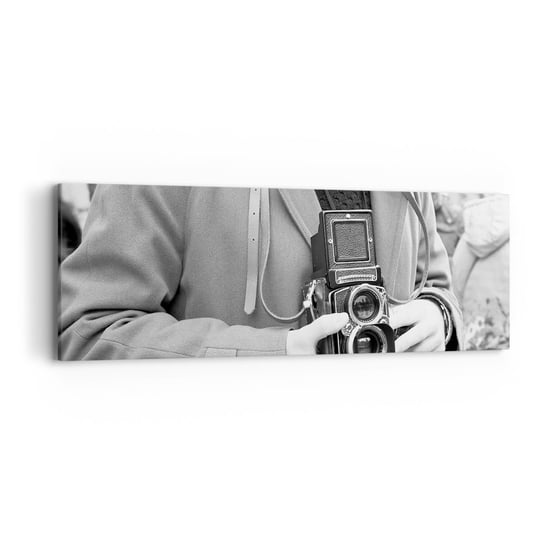 Obraz na płótnie - W stylu retro - 90x30cm - Aparat Fotograficzny Vintage Kamera - Nowoczesny Canvas obraz do salonu do sypialni ARTTOR ARTTOR