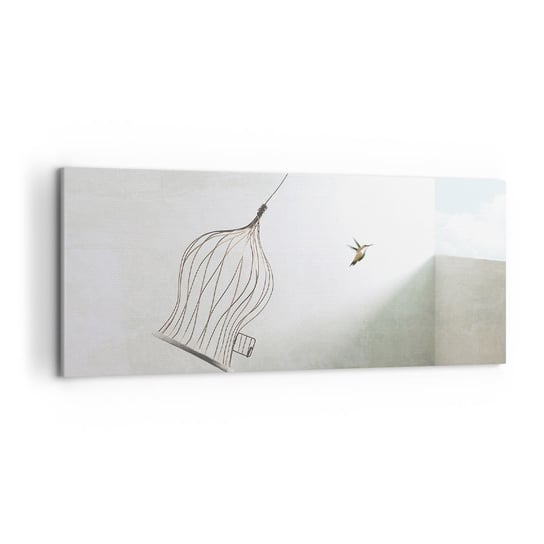 Obraz na płótnie - W swoim żywiole - 120x50cm - Abstrakcja Ptak Klatka Dla Ptaków - Nowoczesny obraz na ścianę do salonu do sypialni ARTTOR ARTTOR