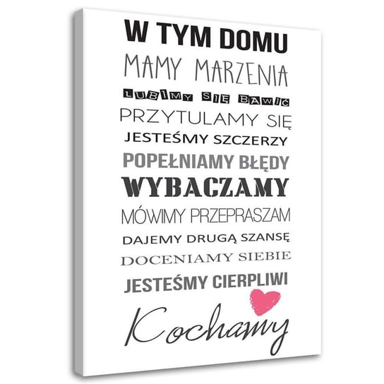 Obraz na płótnie, W tym domu typografia - 80x120 Inna marka