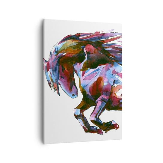 Obraz na płótnie - W uniesieniu - 50x70cm - Zwierzęta Abstrakcja Koń - Nowoczesny Canvas obraz do salonu do sypialni ARTTOR ARTTOR