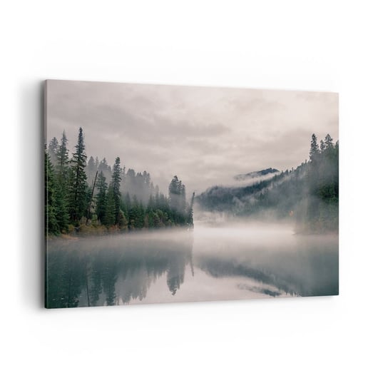 Obraz na płótnie - W zadumie, we mgle - 120x80cm - Krajobraz Las Góry - Nowoczesny obraz na ścianę do salonu do sypialni ARTTOR ARTTOR