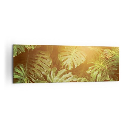 Obraz na płótnie - W zieloność wstąpić… - 160x50cm - Monstera Liść Roślina Tropikalna Dżungla - Nowoczesny foto obraz w ramie do salonu do sypialni ARTTOR ARTTOR