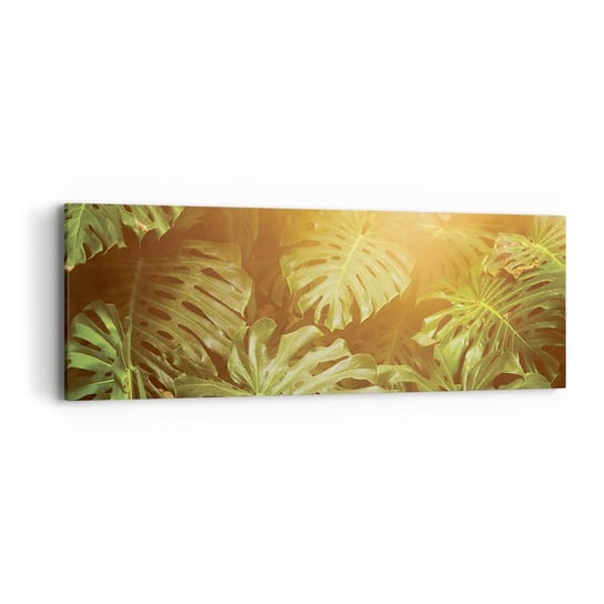 Obraz na płótnie - W zieloność wstąpić… - 90x30cm - Monstera Liść Roślina Tropikalna Dżungla - Nowoczesny Canvas obraz do salonu do sypialni ARTTOR ARTTOR