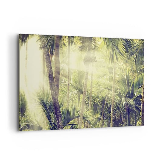 Obraz na płótnie - W zielonym żarze - 100x70cm - Krajobraz Dżungla Las Tropikalny - Nowoczesny foto obraz w ramie do salonu do sypialni ARTTOR ARTTOR