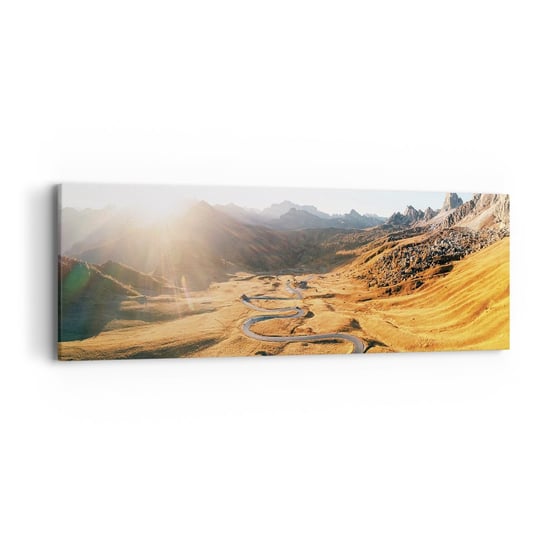 Obraz na płótnie - W złotej dolinie - 90x30cm - Krajobraz Góry Włochy - Nowoczesny Canvas obraz do salonu do sypialni ARTTOR ARTTOR