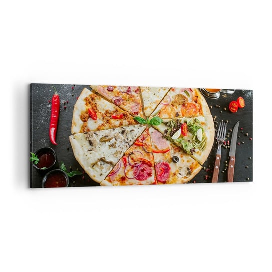 Obraz na płótnie - Wachlarz smaków - 120x50cm - Gastronomia Pizza Włochy - Nowoczesny obraz na ścianę do salonu do sypialni ARTTOR ARTTOR