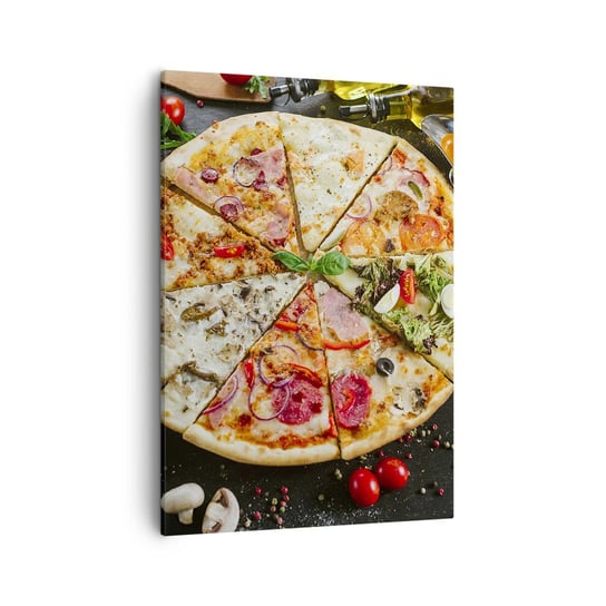 Obraz na płótnie - Wachlarz smaków - 50x70cm - Gastronomia Pizza Włochy - Nowoczesny Canvas obraz do salonu do sypialni ARTTOR ARTTOR