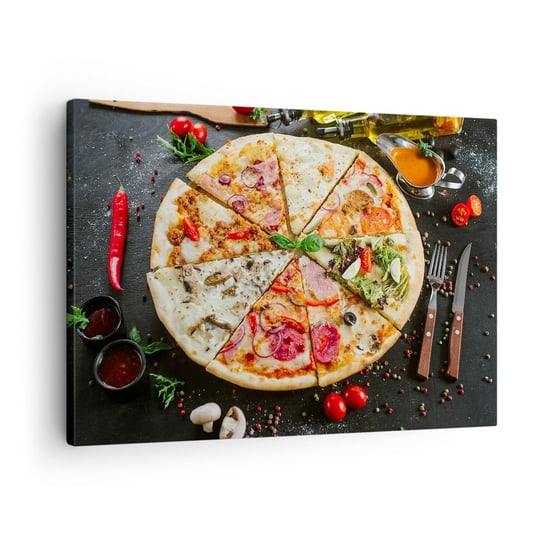 Obraz na płótnie - Wachlarz smaków - 70x50cm - Gastronomia Pizza Włochy - Nowoczesny Canvas obraz do salonu do sypialni ARTTOR ARTTOR