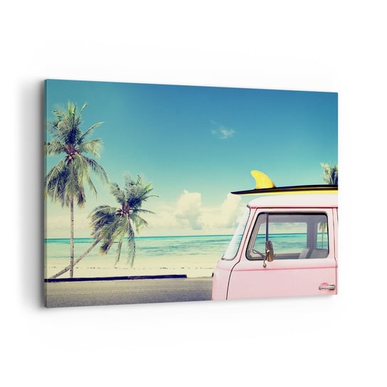 Obraz na płótnie - Wakacje czas zacząć - 100x70cm - Krajobraz Plaża Surfing - Nowoczesny foto obraz w ramie do salonu do sypialni ARTTOR ARTTOR