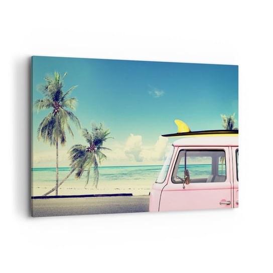 Obraz na płótnie - Wakacje czas zacząć - 120x80cm - Krajobraz Plaża Surfing - Nowoczesny obraz na ścianę do salonu do sypialni ARTTOR ARTTOR