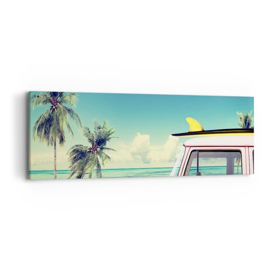 Obraz na płótnie - Wakacje czas zacząć - 90x30cm - Krajobraz Plaża Surfing - Nowoczesny Canvas obraz do salonu do sypialni ARTTOR ARTTOR