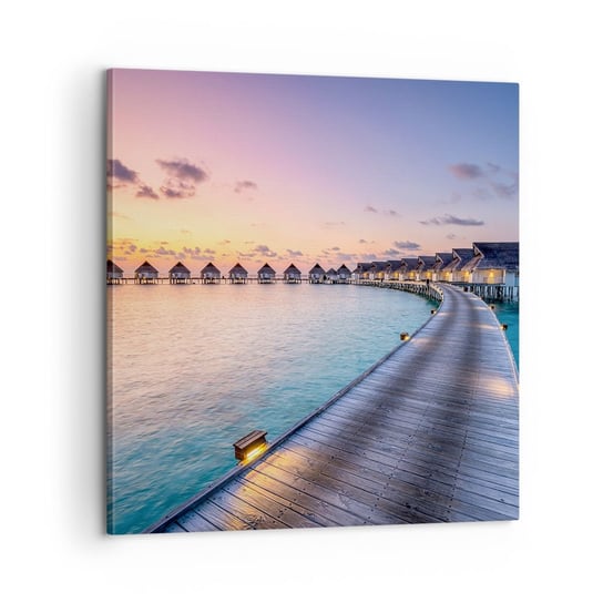 Obraz na płótnie - Wakacje - powrót do źródeł - 60x60 cm - Obraz nowoczesny - Malediwy, Krajobraz, Podróże, Morze, Zachód Słońca - AC60x60-4082 ARTTOR