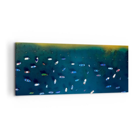 Obraz na płótnie - Wakacyjna gra - 120x50cm - Łódki Plaża Brzeg Morza - Nowoczesny obraz na ścianę do salonu do sypialni ARTTOR ARTTOR