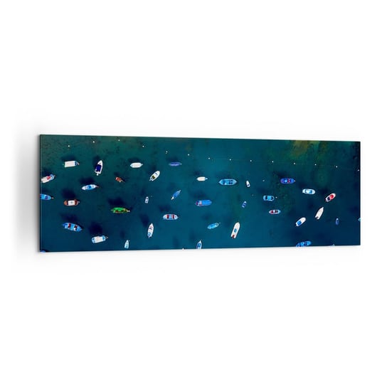 Obraz na płótnie - Wakacyjna gra - 160x50cm - Łódki Plaża Brzeg Morza - Nowoczesny foto obraz w ramie do salonu do sypialni ARTTOR ARTTOR