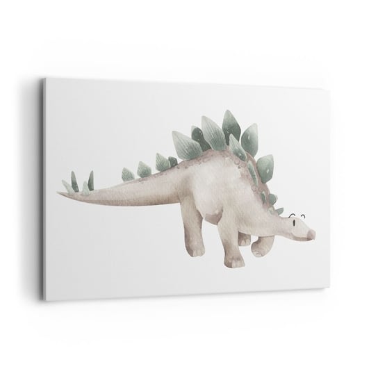 Obraz na płótnie - Wasz przyjaciel - 100x70cm - Dinozaur Dziecięcy Stegozaur - Nowoczesny foto obraz w ramie do salonu do sypialni ARTTOR ARTTOR