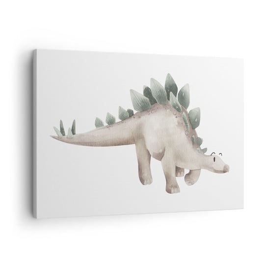 Obraz na płótnie - Wasz przyjaciel - 70x50cm - Dinozaur Dziecięcy Stegozaur - Nowoczesny Canvas obraz do salonu do sypialni ARTTOR ARTTOR