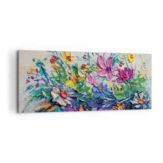Obraz na płótnie - Wcale nie-martwa natura - 100x40cm - Kwiaty Bukiet Kwiatów Ogród - Nowoczesny foto obraz w ramie do salonu do sypialni ARTTOR ARTTOR