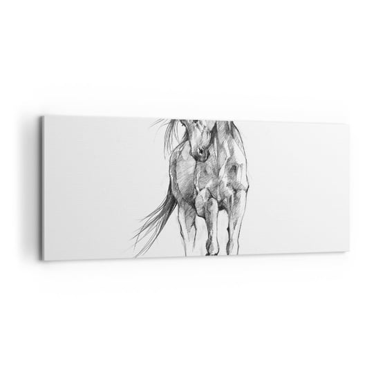 Obraz na płótnie - We wdzięcznym kłusie - 100x40cm - Koń Grafika Zwierzęta - Nowoczesny foto obraz w ramie do salonu do sypialni ARTTOR ARTTOR