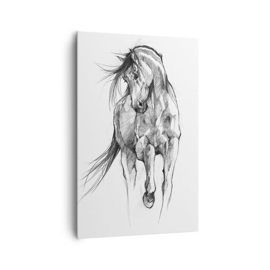 Obraz na płótnie - We wdzięcznym kłusie - 80x120cm - Koń Grafika Zwierzęta - Nowoczesny obraz na ścianę do salonu do sypialni ARTTOR ARTTOR