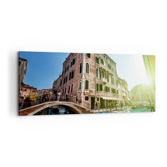 Obraz na płótnie - Wenecja - Amore Mio - 100x40cm - Miasto Wenecja Gondole - Nowoczesny foto obraz w ramie do salonu do sypialni ARTTOR ARTTOR