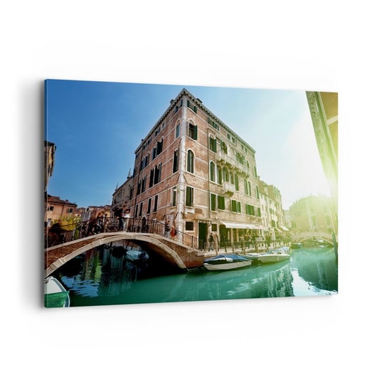 Obraz na płótnie - Wenecja - Amore Mio - 100x70cm - Miasto Wenecja Gondole - Nowoczesny foto obraz w ramie do salonu do sypialni ARTTOR ARTTOR