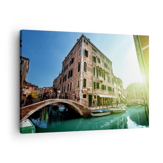 Obraz na płótnie - Wenecja - Amore Mio - 70x50cm - Miasto Wenecja Gondole - Nowoczesny Canvas obraz do salonu do sypialni ARTTOR ARTTOR