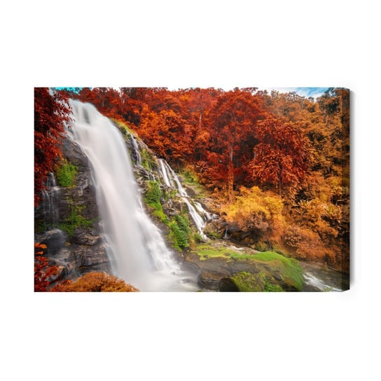Obraz Na Płótnie Widok 3D Na Wodospad W Jesiennym Lesie 100x70 Inna marka