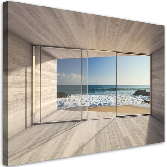 Obraz na płótnie, Widok na morze z okna - 100x70 Inna marka