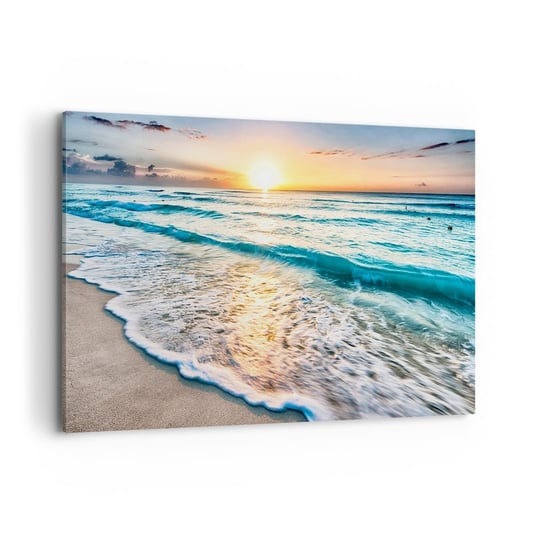 Obraz na płótnie - Widok wart zachodu - 120x80cm - Krajobraz Plaża Zachód Słońca - Nowoczesny obraz na ścianę do salonu do sypialni ARTTOR ARTTOR