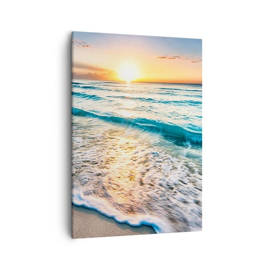 Obraz na płótnie - Widok wart zachodu - 50x70cm - Krajobraz Plaża Zachód Słońca - Nowoczesny Canvas obraz do salonu do sypialni ARTTOR ARTTOR
